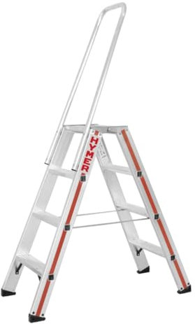 Hymer Stufen-Stehleiter-beidseitig begehbar mit Haltebügel - 2x5