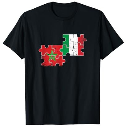 Marocco Italia Bandiera Vintage Marocchino Maglietta