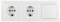 Base schuko empotrar y interruptor simple serie clasica color blanco 16A/250V (2 tomas y 1 interruptor)