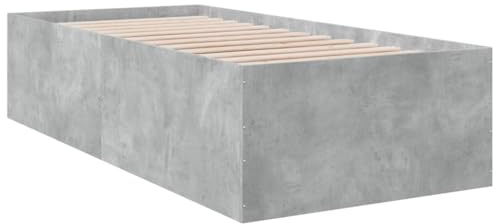 vidaXL Bettgestell, Bett Einzelbett für Schlafzimmer, Bettrahmen mit Lattenrost, Schlafzimmerbett Modernes Design, Betongrau 90x200cm Holzwerkstoff
