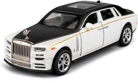TGRCM-CZ 1/36 Rolls-Royce Phantom Modell Auto, Zink Legierung Pull Back Spielzeugauto mit Ton und Licht für Kinder Jungen Mädchen Geschenk (weiß)