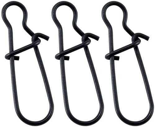 Alwonder Lot de 50 Agrafe Double en Noir Pêche Double Snap Fabriqué en INOX Permettent Changer Montages ou Leurres Facilement et Êviter Les Vrillages de Ligne