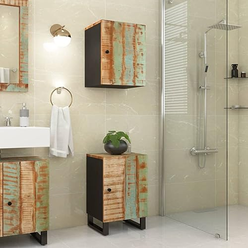 Badschrank 38x33x58 cm Altholz Massiv, 351996