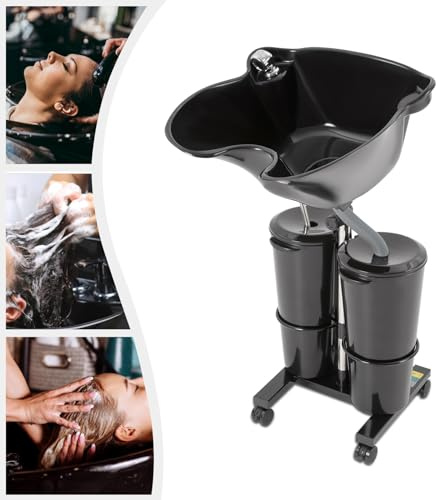 Lavabo portatile per capelli per la casa con doppia curva, regolabile in altezza, 1,05 – 1,4 m, gadget parrucchieri per la casa