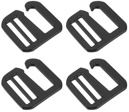 QUARKZMAN 4 Stück 20mm/0,79 Metall G-Haken Gurtverschlüsse Verstellbare Flache Tri-Glide Schieber Schnallen für DIY Rucksackgurt Rucksack Schnalle Gurtband, Mattschwarz