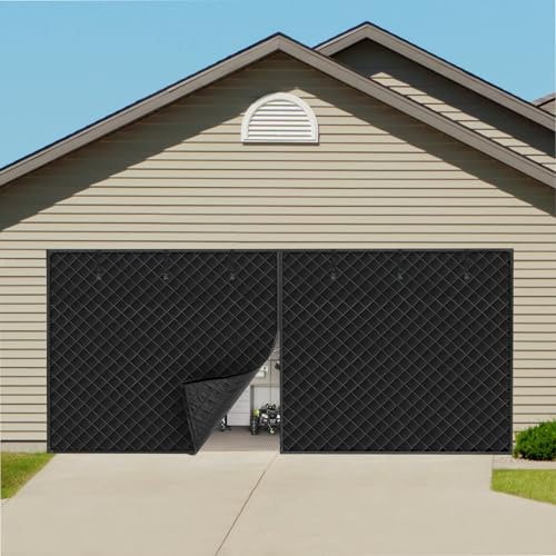 Ddtohan Garage Door Screen, Insulated Door Curtain, Magnetic, Thermal, Windproof, Soundproof, Weatherproof (16 x 7Ft, Black)