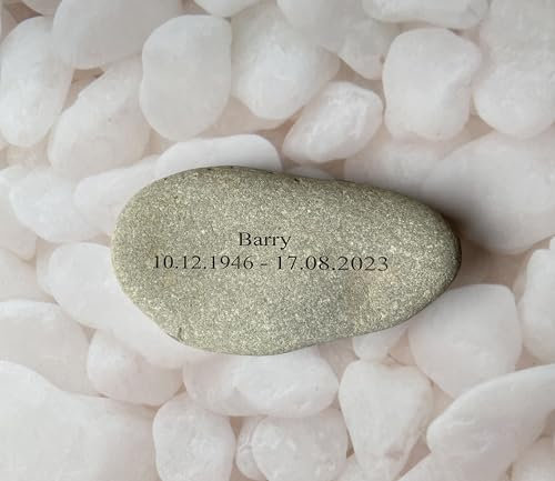 UKTMALL Pierre naturelle gravée personnalisée, galet, anniversaire de mariage, anniversaire, date, pierre tombale, commémoration,