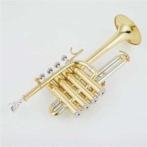 Trompete Professionelle Hochtrompete Bb Piccolo Trompete Messing Gold Silber Lackoberfläche Trompete(Gold)