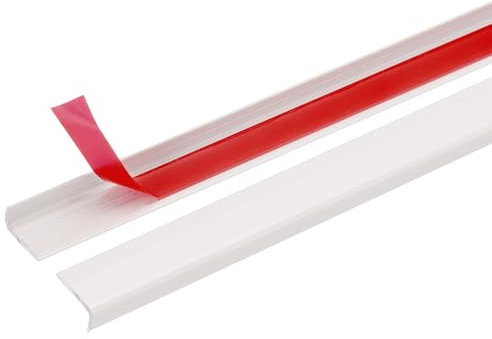 sourcing map 10pcs Tile Edge Trim 12 x 0.4 Peel and Stick Backsplash Trim Aluminum Alloy Self Adhesive L-Shape Outside Corner Strip for Kitchen Tailgates Mirror Frame Furniture, Matte White