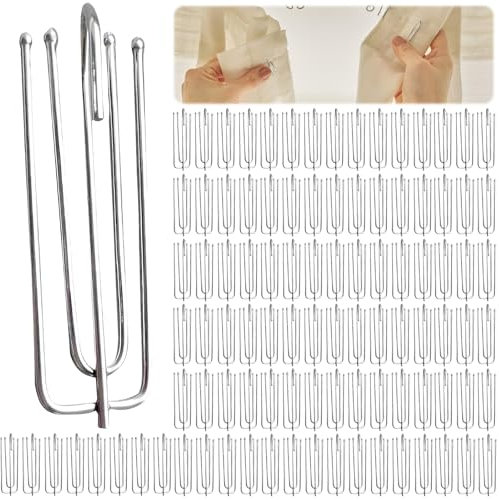 100 ganci per tende in metallo con 4 denti: WANDGU gancio per tende in acciaio inox, clip per tenda, ganci per tende e tende da doccia