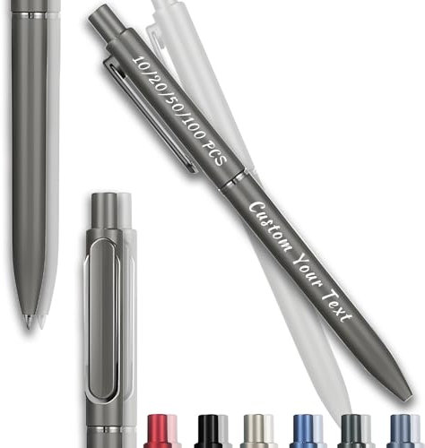 Personalisierte Kugelschreiber mit Text, 10/20/50/100 Stück Kugelschreiber Set Ballpoint Pens, Gelstifte Gelschreiber Schwarze Tinte, 0,5mm Dicke Mine, Bürobedarf, Schreibwaren (Grau, 10Stk)