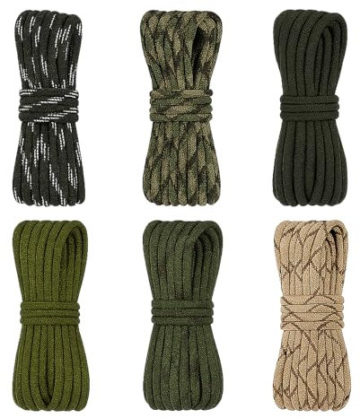 Lot de 6 cordes paracorde de 10 m de corde d'escalade à 7 brins en nylon avec résistance à la rupture de 250 kg, pour collier de chien de camping, porte-clés (6 couleurs)