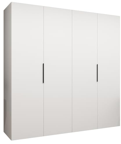 MEBLE KRYSPOL - Kleiderschrank - Drehtürenschrank - Schrank 200x202x52cm - Moderner Garderobenschrank Schlafzimmer, Flur, Jugendzimmer - Farbe Weiß, Griff Schwarz - Marbella 1 200