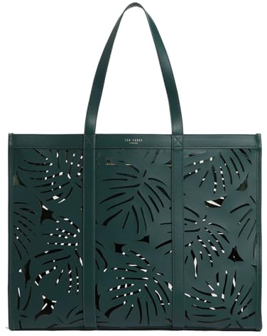 Ted Baker Leder Schultertasche Leiian Leaf Detail Laser Cut Tote Bag Green dunkelgrün
