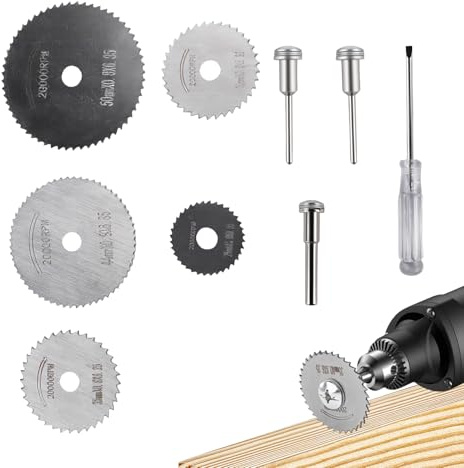6PCS Cutting Wheel Set for Rotary Tool, Drill Saw Blades for Rotary Tool, Mini Circular Cutting Disc Set with Mandrels and Screwdriver for Wood Plastic Soft Metal PVC DIY