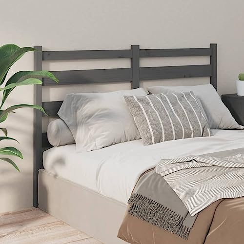 QJBSAVVA Massivholz-Kopfteil Kiefer 166x4x100 cm Grau Latten-Bett Rückenlehne