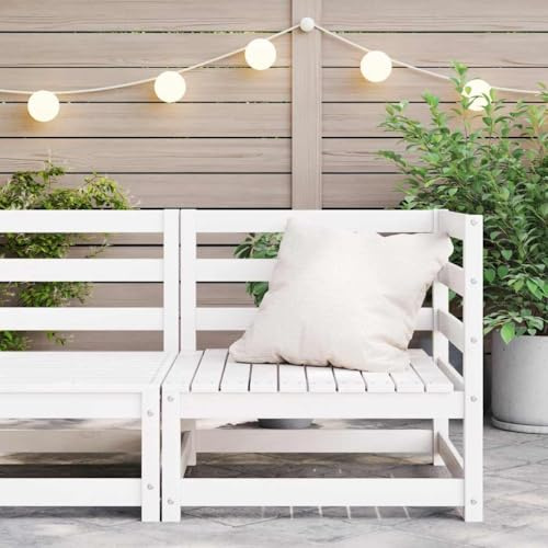 LoogCape Garten-Ecksofa Weiß Massivholz Kiefer, 70x70x67cm, Modulares Outdoor Möbelstück für Terrasse und Balkon, Robustes Loungesofa
