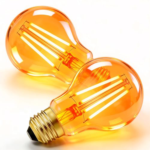Liuyife E27 LED Vintage Glühbirne Bernstein Warmweiß 1800K 6W(Ersetzt 60W Leuchtmittel), A60 Retro Edison Glas Lampe, Nicht Dimmbar, Filament Dekolampen für Schlafzimmer Restaurant Café Bar, 2 Stück