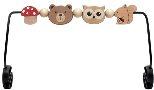 Kinhzrude Spielzeug für Babywippe, kompatibel mit Baby Björn Bouncer Balance Soft & Bliss, drehbare Holzspielzeugstange, sensorisches Spielzeug für Babys jeden Alters (Tiere)