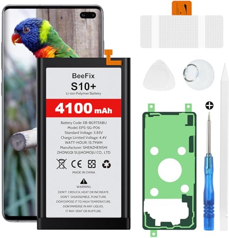 Akku für Samsung Galaxy S10 Plus | 4100mAh hohe Kapazität, intelligenter Chip für längere Laufzeit, Sicherheit, Profi-Werkzeugset inkl.
