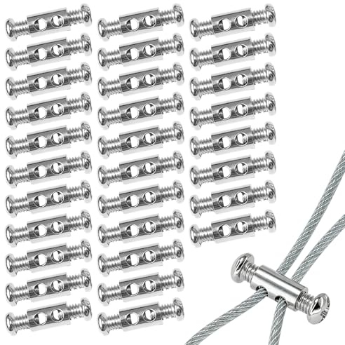 30pcs Steel Wire Rope Clamps, I Shaped Cable Clamps, Wire Rope Clips with Screws for Picture Hanging, Garden Wires Fixed
