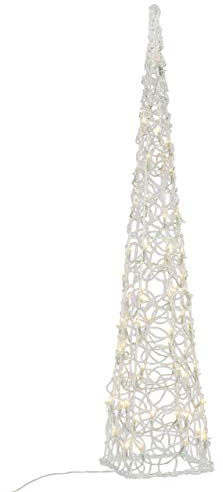 LED Pyramide Lichterkegel – Beleuchtung für Weihnachten innen außen – Acryl-Figur mit Trafo IP44 Timer 60 LED warm-weiß 90 cm hoch Xmas-Deko