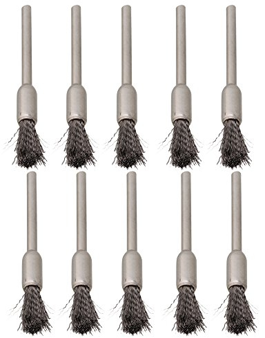 BQLZR Pen Shape 6MM End Brushes Stainless Steel Wire Brush Drill End 1/8 Shank Pack of 10