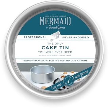 Mermaid Silver Anodised Aluminium Round Loose Based Cake Tin Made in England (11)