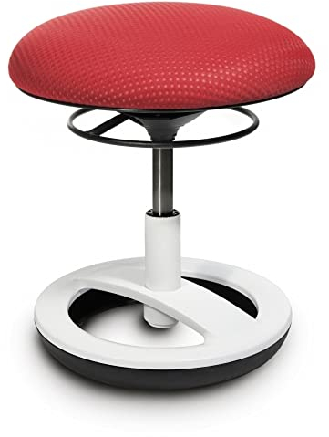 Topstar SU83BR1 Sitzhocker Sitness Bobby für Kinder, Standfußring Alu weiß lackiert, Stoffbezug, rot