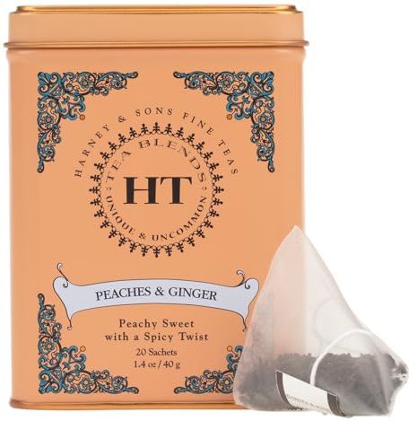 Harney & Sons Peaches & Ginger Black Tea, 20ct sachet tin