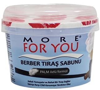 More For You Rasierseife mit Seifenschale 140gr - erfrischende und belebende Rasierseife für sensible Haut - Perfekt für die Rasur mit Rasierhobel & Rasiermesser - 140g (1er Pack)