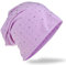 Miobo Jersey Slouch Beanie Long Mütze mit edler Strass Nieten Applikation Unisex Unifarbe Herren Damen Trend,Flieder