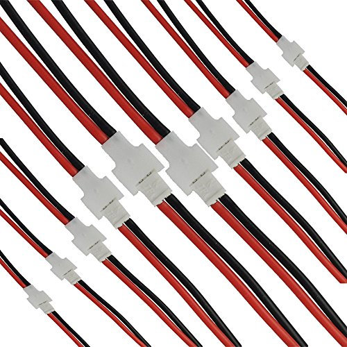 Boladge 10 Pairs 1S Batterie Balance Ladegerät Silikonkabel 2.0MM Pitch JST 2-Pin Männlich Buchse Stecker Draht Adapter für RC Lipo Batterie (1S)