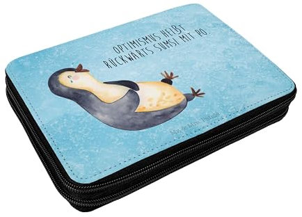 Mr. & Mrs. Panda Mäppchen Pinguin Lachen - Geschenk, Federmäppchen, Bleistiftetui, LOL, Humor, Optimismus, Etui für Stifte, Pinguine, Haha, Schreibmappe, Federtasche