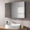 AURORA® 900 x 650mm Bathroom Mirror Cabinet Storage Wall Mounted Cupboard Ready Assembled Unit Triple Mirrored Door, Grey Gloss