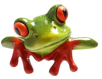 STOBOK Green Resin Frog Figurine Desk Ornament, Quirky Computer Decoration for Home Office, Mini Frog Desktop Decor for Relaxation and Fun