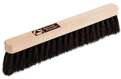 thermohauser Balai en crin de cheval noir avec dos en bois - 30 x 3 cm - Brosse à farine pour balayer les plans de travail - Couleur naturelle - Noir