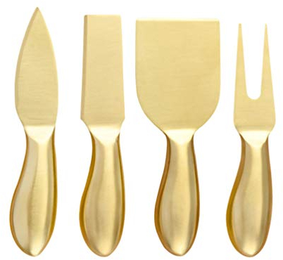 Scicalife Cuchillos para Queso Cortador de Queso de Acero Inoxidable de Primera Calidad Cuchillos de Queso Dorado para El Desierto Fáciles de Limpiar Y Agarrar Accesorios para Tablas de