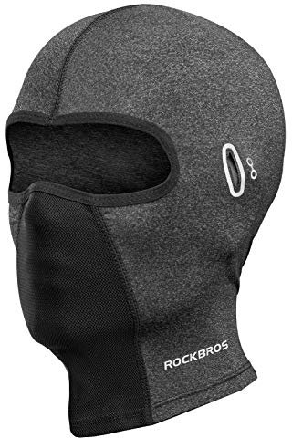 ROCKBROS Cagoule d'été de Sport Moto Vélo Protection UV pour Homme Femme, Cache Cou Balaclava UPF 50+, Visage Bandanas pour Les Myopes, Gris avec Trous de Lunettes