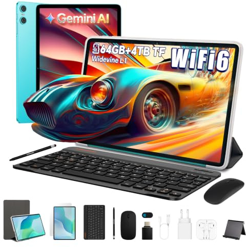 TECLAST P33 Tablet 10 Android 15, con Teclado y Ratón, WiFi 6, BT 5.4 | 10 accesorios tablet 2 en 1,Gemini AI,Widevine L1, 6000 mAh, Octa-Core,64GB ROM + 4TB TF