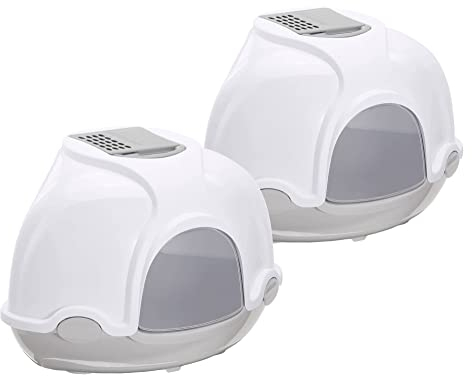 2er Sparpack Katzentoilette Katzenklo Ecktoilette mit Haube