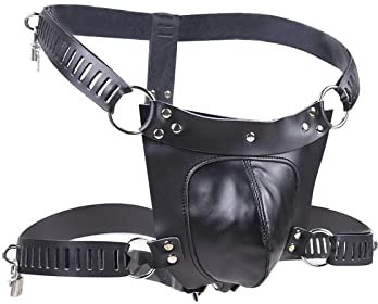 Bondage keuschheitsgürtel mit Schloss,SM Sexspielzeug Keuschheitsgerät Pants,Männer Bondage Geschirr harness Leder,Herren Keuschheitsgürtel Peniskäfig(PU-Leder) TDLPlus