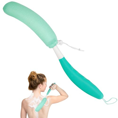 Back Scrubber for Shower with Anti-Slip Long Handle, Body Shower Brush | for Men Women Elderly, Mesh Sponge Bath Brush Body Scrubber for Exfoliating Skin and A Soft Scrub - Can Produce Rich Foam