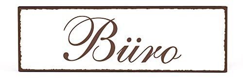Dekolando Deko Türschild - Büro - Schild 150 x 50 mm - Schilder Türschilder Namensschilder Wohnung selbstklebend Holzschild Tür Holzschilder