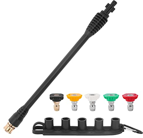 FIXFANS Pressure Washer Wand Replacement with 5 Spray Nozzles and 1 Tips Holder, Compatible with Some Ryobi, Portland, Husky Electric Pressure Washers Black