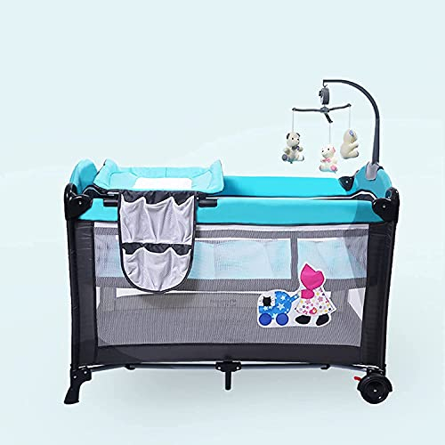 Kompaktes Reisebett, Babybett mit tragbarem Bett, Co-Schlafbett, faltbar, Kleinkind, Mädchen, Junge, Laufstall, Eingangsbereich mit Aufbewahrungstaschen, Neugeborene, Green Happy (