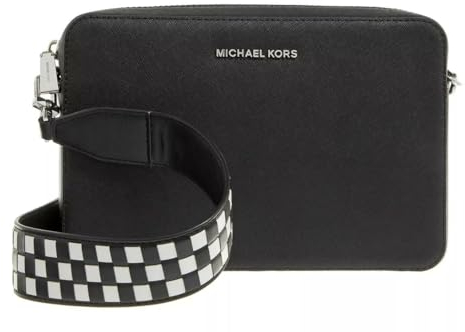MICHAEL KORS Women Jet Set LG EW CROSSBD Bag, BLK/opticwht