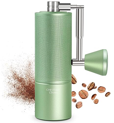 Manual Coffee Grinder Chestnut C3s PRO, All-Metal Coffee Grinder, Folding Handle, Stainless Steel S2C Conical Burr, Adjustable Grind Setting -Green