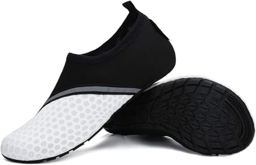 SAGUARO Escarpines Hombre Zapatillas de Agua Mujer Zapatillas Playa Secado Rápido Zapatos Agua Antideslizantes Calzado para Natacion Surf Acuaticas Piscina Blanco Humo Gr. 40/41 EU