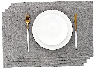 AOKSUNOVA Platzset Stoff Grau 33 x 48 cm Platzset 4er Set platzdeckchen Abwaschbar 33 x 48 cm